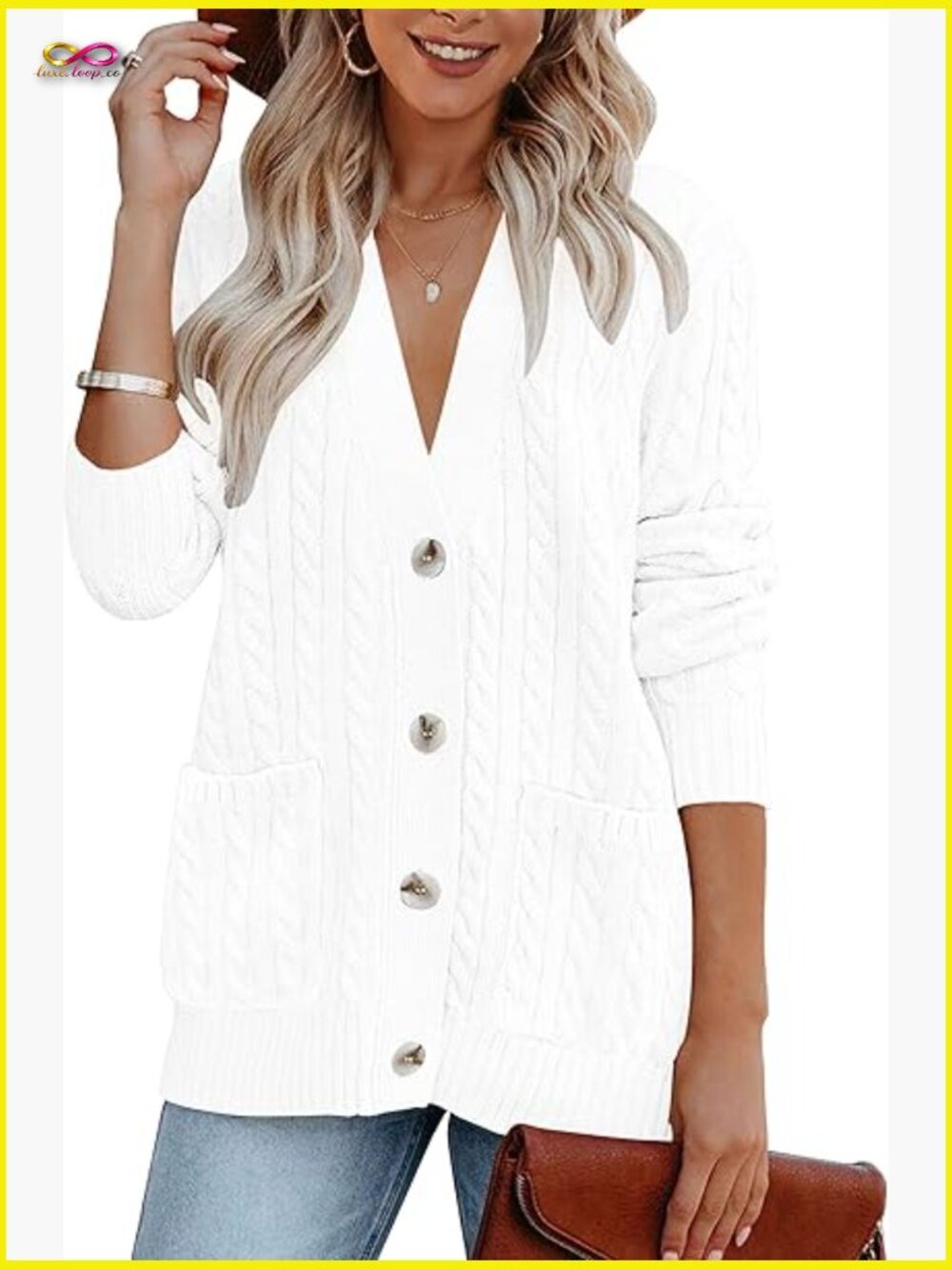 Cable Knit Cardigan Sweater Button Up Open Front Long Sleeve Coat Fall Winter